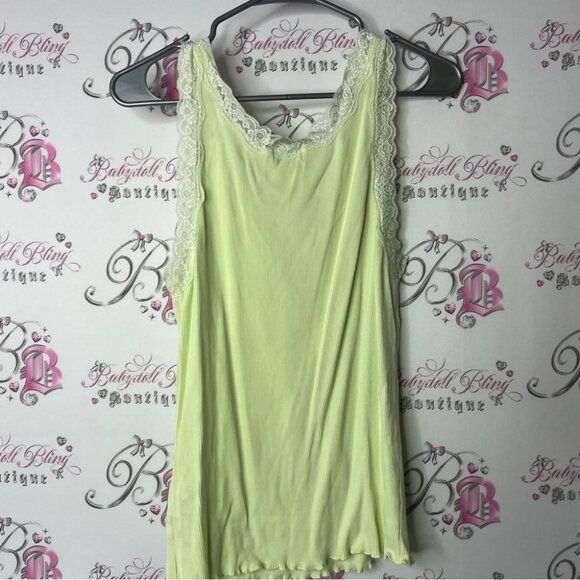 Jessica tank top lace Lacie neon bright lime Light Yellow Lace Camisole - Picture 2 of 7